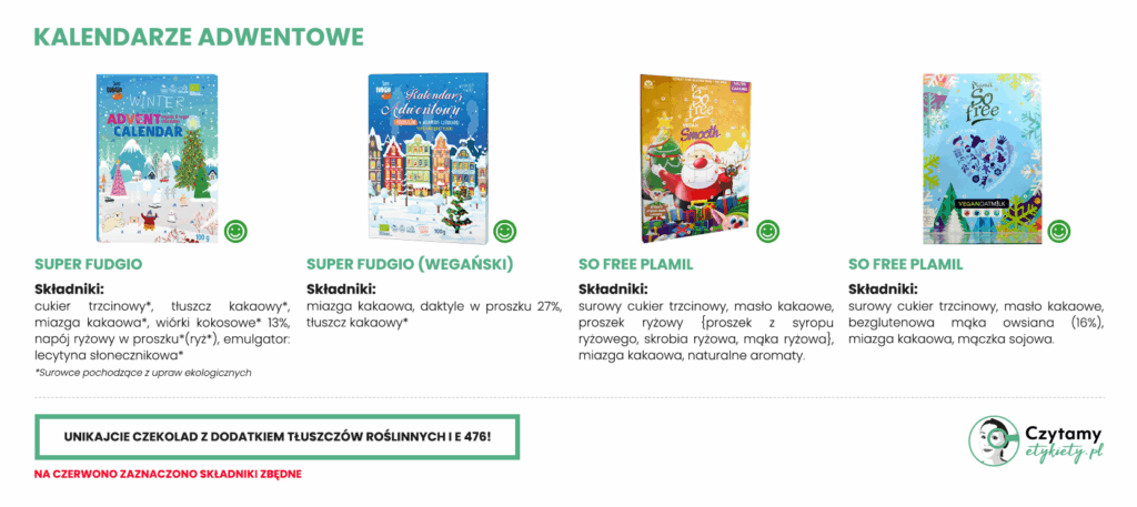 kalendarz adwentowy z czekoladkami