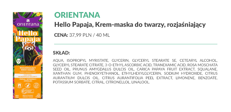 Krem-maska Hello Papaja od Orientany 3 orientana