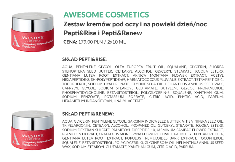 Awesome Cosmetics – zestaw kremów pod oczy i na powieki 3 awesome sklad